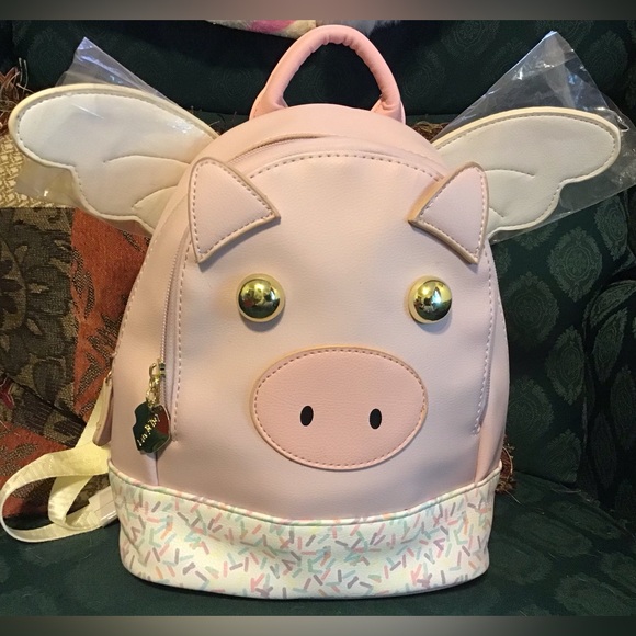 BETSEY JOHNSON NWT LB PEPPA PIG BACKPACK SO CUTE WINGS PINK - Picture 1 of 3